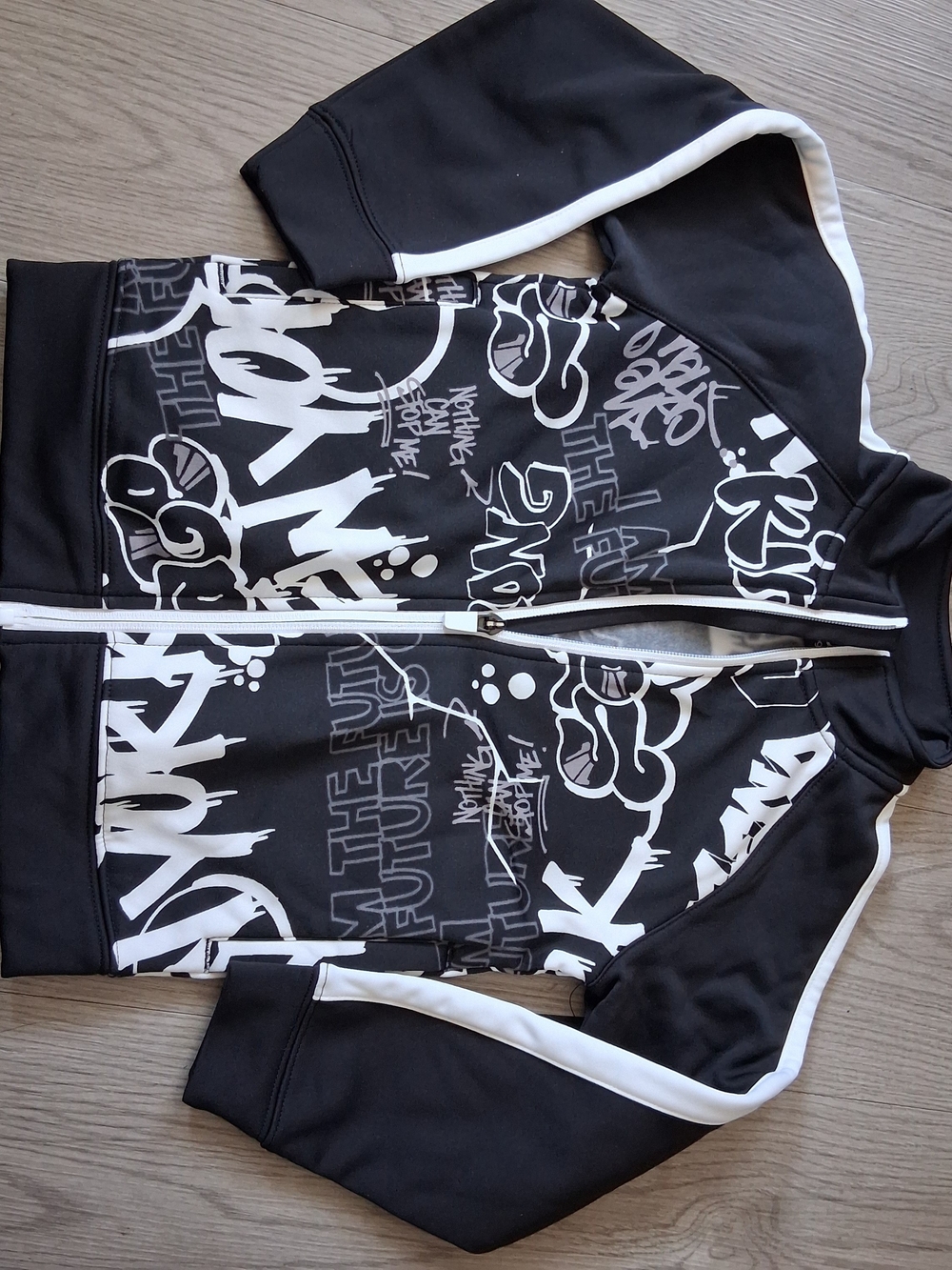 Ideology Black and White Design Zip Up Track Jacket Size 5